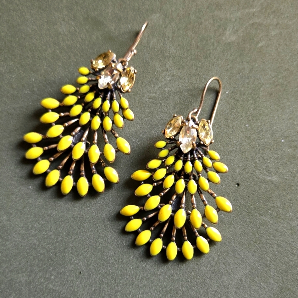 Yellow and Gold Teardrop Earrings